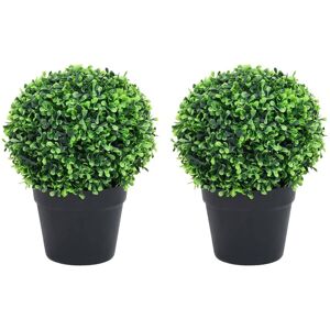 vidaXL Plantas de boj artificial 2 uds forma bola maceta verde 37 cm