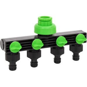 vidaXL Adaptador para grifo de 4 vías ABS & PP verde negro 19,5x6x11cm