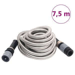 vidaXL Manguera jardín y pulverizador acero inoxidable plata 14mm 7,5m