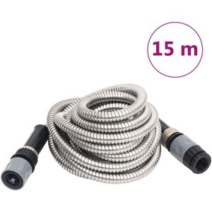 vidaXL Manguera jardín y pulverizador acero inoxidable plata 14mm 15 m