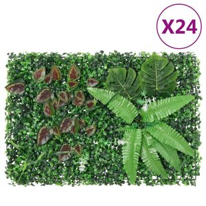 vidaXL Valla de plantas artificiales 24 uds verde 40x60 cm