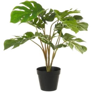 LOLAhome Planta artificial monstera con maceta verde de plástico PE de 60 cm