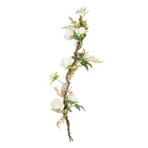 LOLAhome Guirnalda de flores blanca de tela de 100x27x20 cm