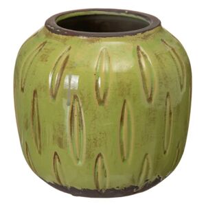 LOLAhome Macetero craquelado de cerámica verde de Ø 19x18 cm