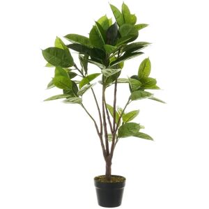 LOLAhome Planta artificial ficus con maceta verde de plástico PE de 96 cm