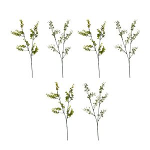 LOLAhome Set de 6 ramas artificiales con flores y hojas verdes de plástico de 61 cm