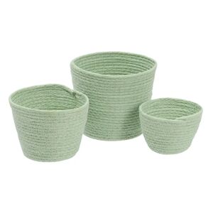 LOLAhome Set de 3 maceteros acordonados de fibra de papel verdes