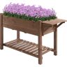 Outsunny Huerto Urbano con Estantes Jardinera Elevada de Madera Maciza  para Cultivo Flores Verduras Hierbas 123x54x74 cm Marrón