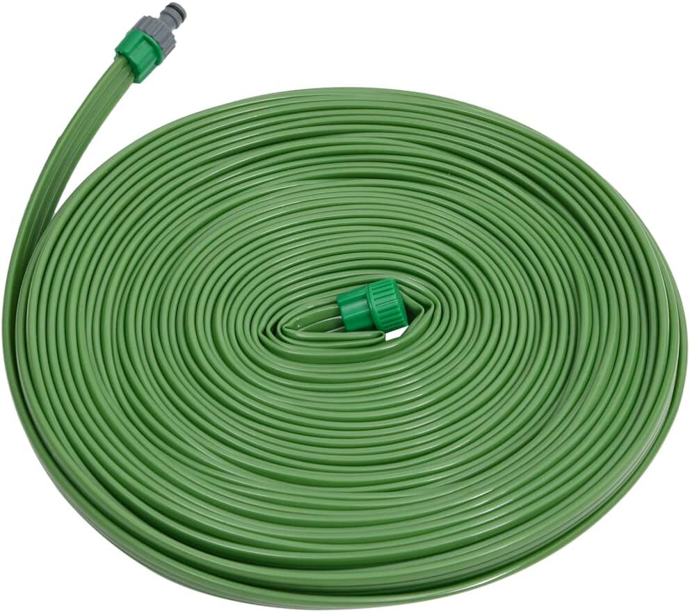 vidaXL Manguera de riego 3 tubos PVC verde 7,5 m