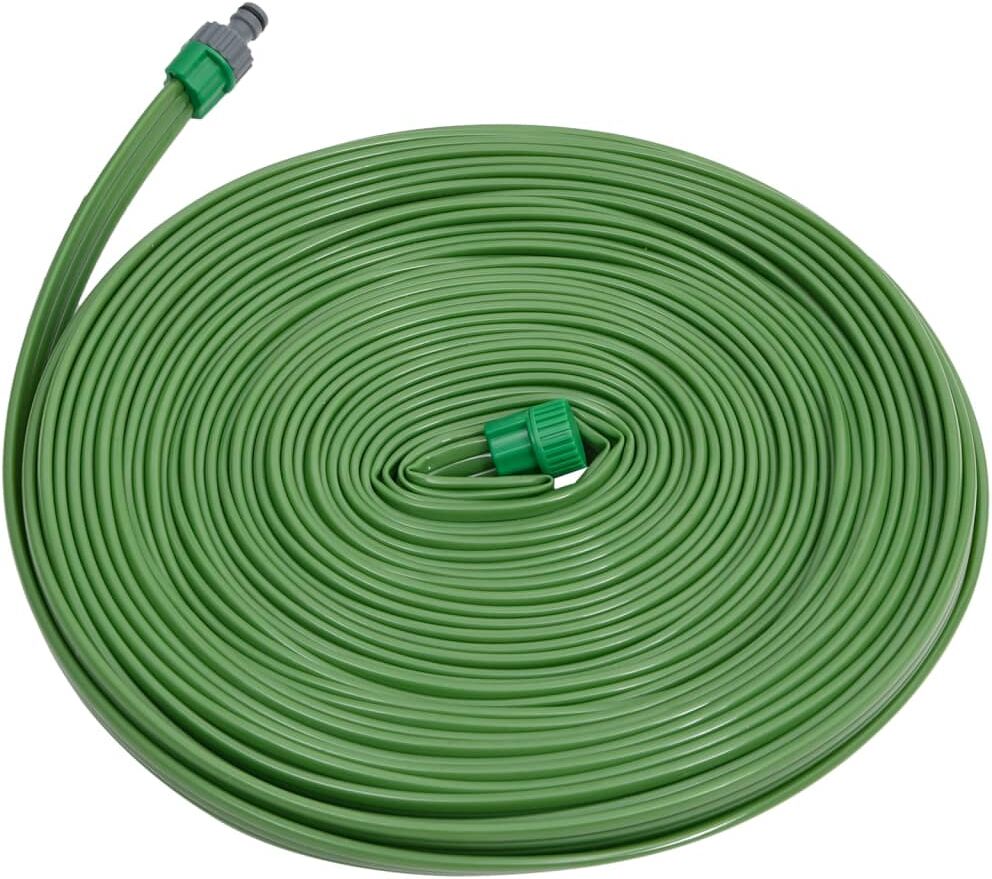 vidaXL Manguera de riego 3 tubos PVC verde 15 m