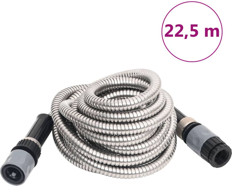 vidaXL Manguera jardín pulverizador acero inoxidable plata 14mm 22,5 m