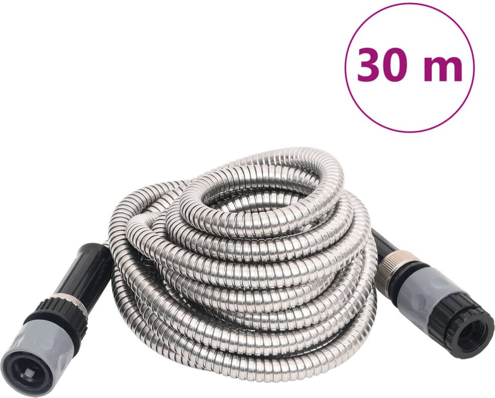 vidaXL Manguera jardín y pulverizador acero inoxidable plata 14mm 30 m