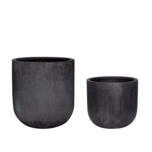 Hübsch Interior - Fiberstone Pot de plantes, noir (lot de 2)