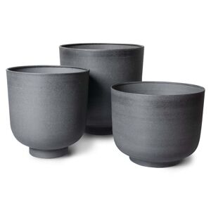 HKliving - Pot à plantes en métal, charcoal (lot de 3)