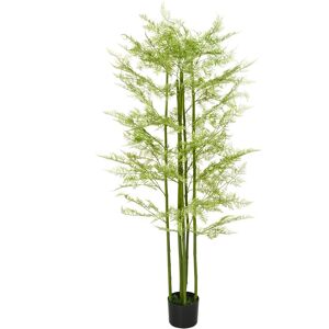 HOMCOM Plante artificielle aspect haute fougère h. 155 cm 28 feuilles denses réalistes pot inclus noir avec lichen vert - Vert - Publicité