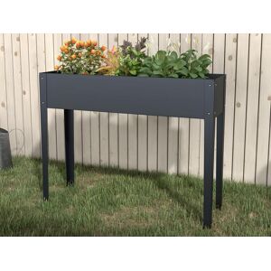 Vente unique Jardiniere sur pied en acier anthracite L100 x P30 x H80 cm YGOS