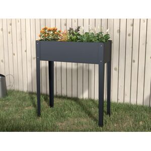 Vente unique Jardiniere sur pied en acier anthracite L70 x P30 x H80 cm YGOS