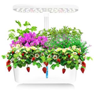 Vente unique Potager dinterieur a LEDs 6 plantes Hauteur ajustable Blanc GARDENIO