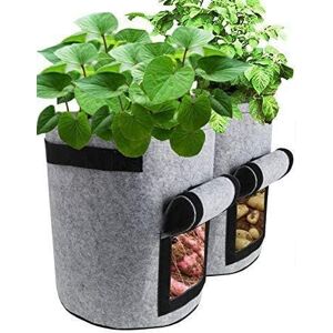 Sacs De Culture De Plantes, Lot De 2 Sacs De Culture De Légumes De 7 Gallons Plantation De Pots En Tissu Conteneur De Jardinière Pour La Maison, Pommes De Terre, Tomates, Carottes (Gris) - Publicité