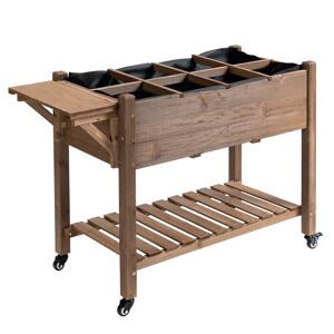 Outsunny Jardinière sur pieds potager surélevé extérieur de jardin avec 8 grilles divisées en bois de sapin 123 x 54 x 87 cm marron