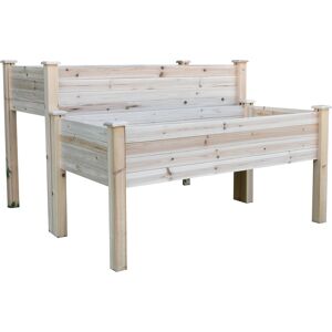 Outsunny Potager surélevé 2 pièces jardinière sur pieds plantation fleur légume plante bois de sapin 115L x 114l x 76H cm bois naturel