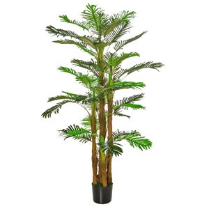 Outsunny Palmier Artificiel Arbre Artificiel H.1,85 m Tronc Branches Lichen Feuilles Grand réalisme Pot Inclus