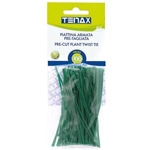 TENAX Liens en Plastique Armés et Prédécoupés, 10 cm, Couleur Verte, Paquet de 100 pièces, Fil en Acier Recouvert de PVC pour Ligatures, Plantes et Fleurs, Fermetures de Sacs et Paquets - Publicité