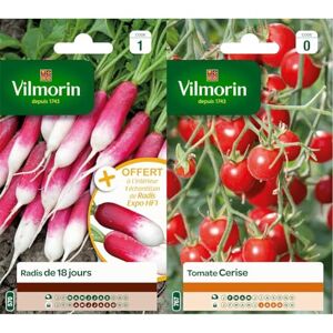 Vilmorin 3882041 Radis, Rouge, 90 x 2 x 160 cm & 3974040 Tomate cerise Rouge - Publicité
