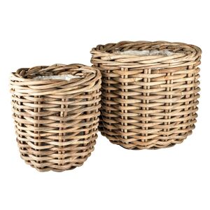 Villa Collection Cache pots à plantes en fibre beige - Lot de 2