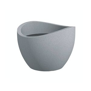 Scheurich Wave Globe 60, bac à plantes/pot à fleurs, cylindrique, coloris: Stony Grey, fabriqué avec du plastique recyclé, pour l’extérieur