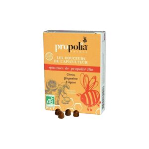 Propolia - Spécialistes de la Propolis Présentoir de 24 boîtes de Gommes de Propolis Bio , Sirop d'agave, gingembre et citron