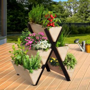 IDMarket Carré potager vertical PADY 5 bacs jardinière bois et noir