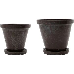 Cache-pot avec soucoupe Flower 4 pièces Ø13,5 cm-Ø16 cm