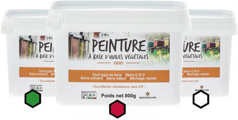 Lubéron Apiculture Pack Bourgogne : 3 pots de peinture (bordeaux, vert, blanc)