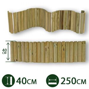 NextradeItalia 2pz Bordure Per Aiuole Rollborder Srotolabile Ø 5 Cm 250 X 40 H In Legno Di Pino Impregnato Per Fioriere Giardini Aiuola Fiori