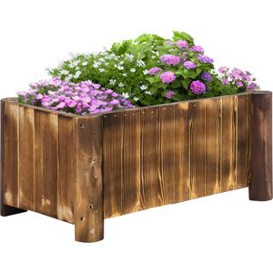 Outsunny Fioriera Vaso per Piante Box Rettangolare in Legno di Abete 70 x 35 x 30cm