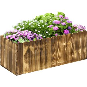 Outsunny Fioriera da Giardino Rettangolare per Interni ed Esterni, in Legno di Abete, 80x33x30 cm, color Legno