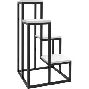 Outsunny Scaffale per Piante a 4 Livelli in Acciaio e Legno, 34x34x70cm, Bianco e Nero