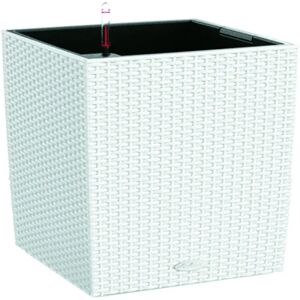 LECHUZA Vaso Cubico Cottage  in polipropilene bianco H 50.0 x L 50.0 x P 50.0 cm