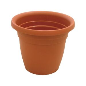 GENERICO I.C.S. R20020 Vaso Tondo in Plastica per Piante Fiori da Esterno Giardino Ø cm.20x15 h colore Terracotta