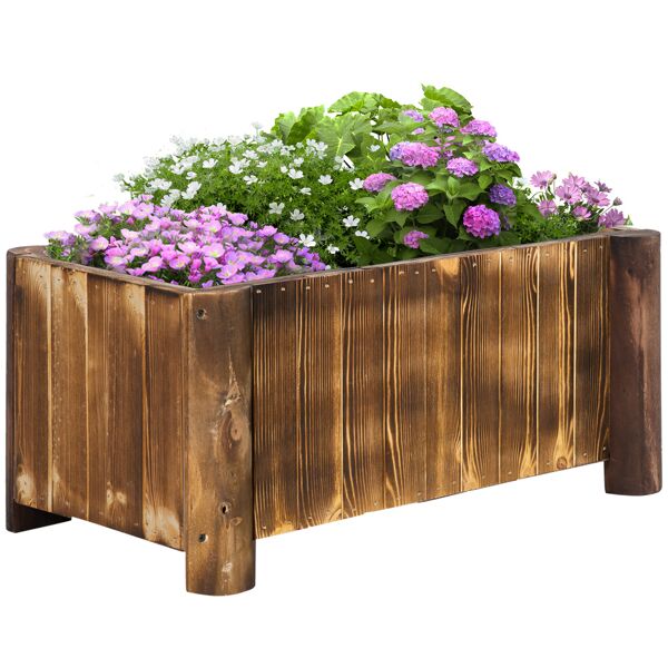 outsunny fioriera vaso per piante box rettangolare in legno di abete 70 x 35 x 30cm