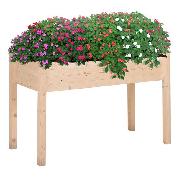 outsunny orto urbano pensile tavolo porta piante con fodera in tessuto per giardino 122.5x56.5x76cm legno