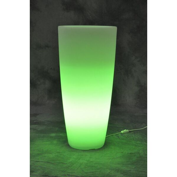 giardini del re home light tondo 33x70h v vaso luminoso per piante in resina colorata per interno / esterno cm 33x70h bianco ghiaccio luce verde - home light tondo arredamento