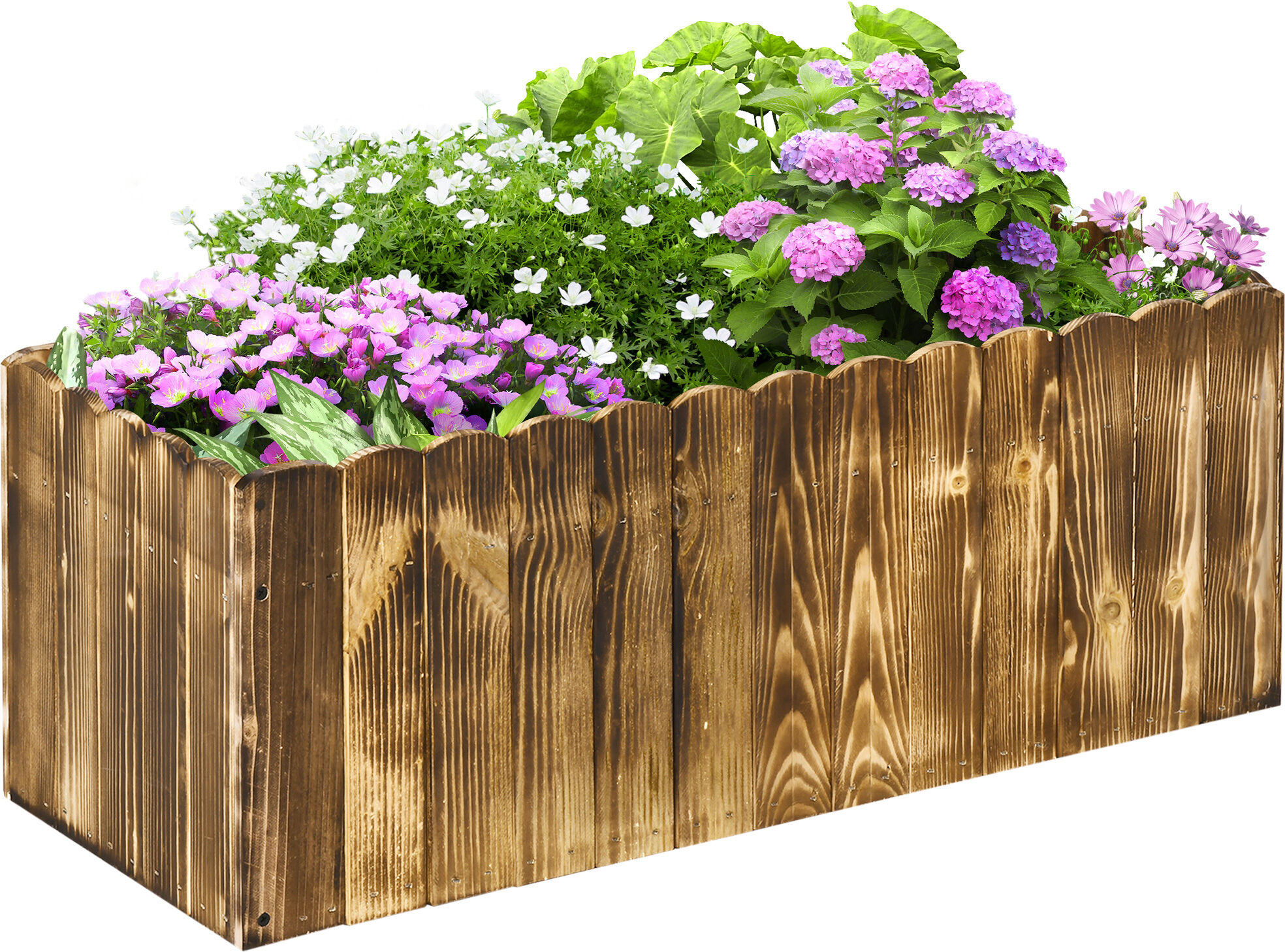 Outsunny Fioriera da Giardino Rettangolare per Interni ed Esterni, in Legno di Abete, 80x33x30 cm, color Legno