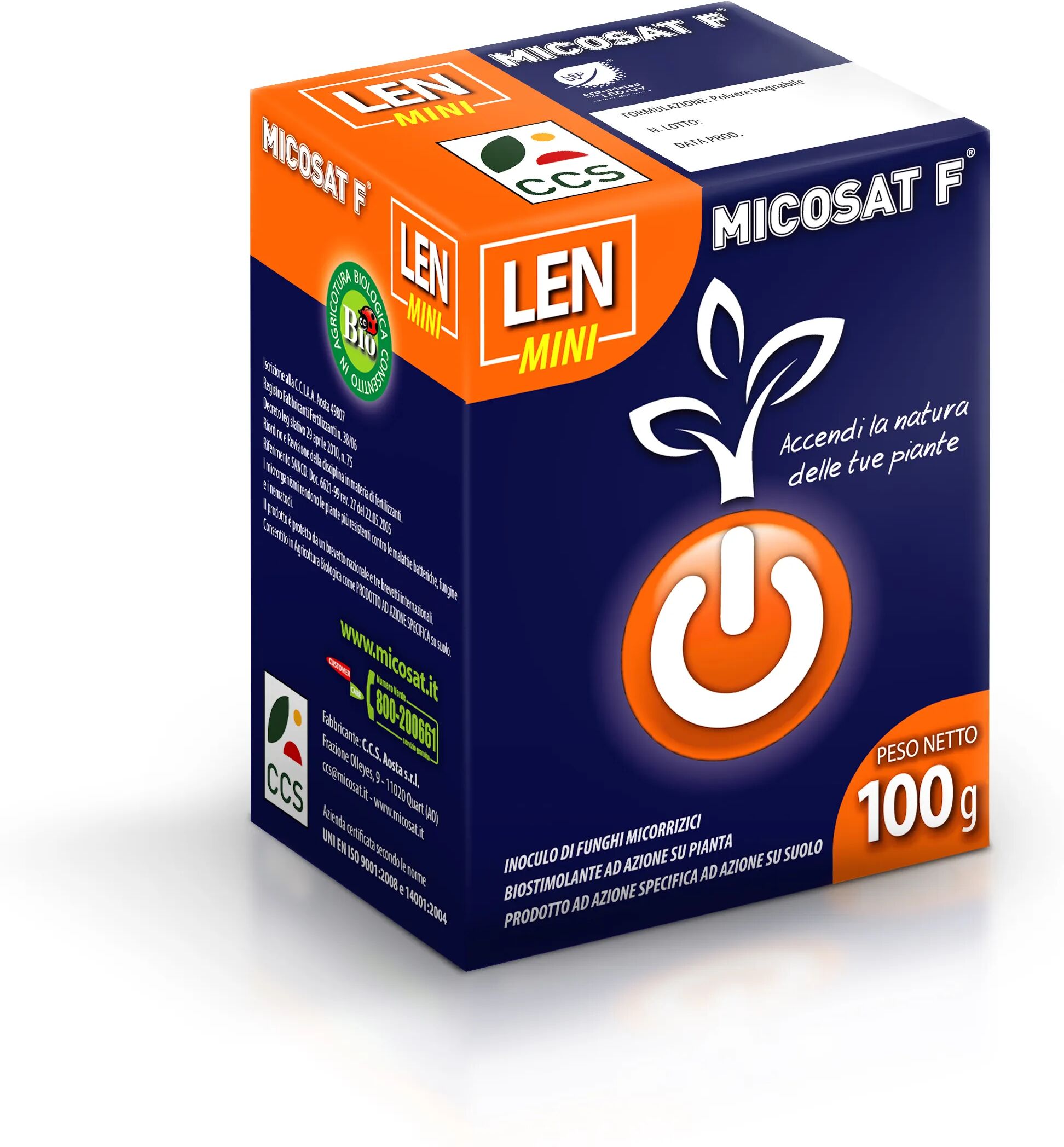 Micosat F Len Mini Fertilizzante Microbico per Piante 100 g