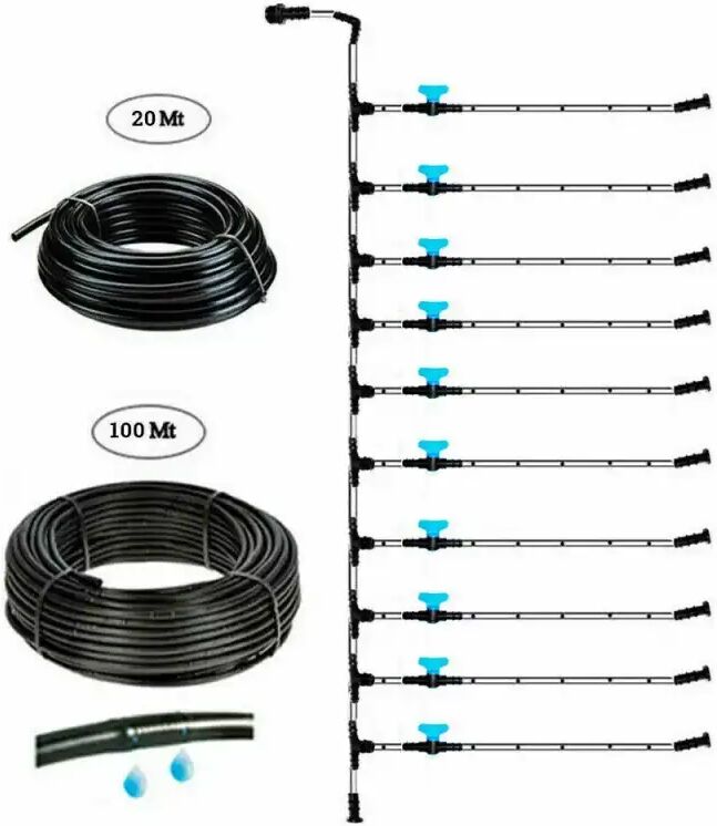 Kit Irrigazione Impianto Modulare Orto Giardino Ala Gocciolante 100 Metri Autocompensante