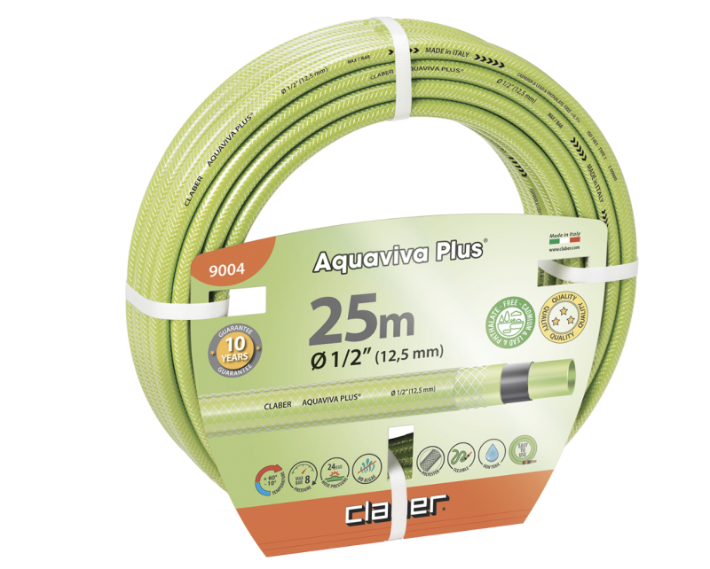 Claber Tubo Gomma Per Irrigazione Da Giardino Retinato 1/2" Aquaviva Plus 25 Metri