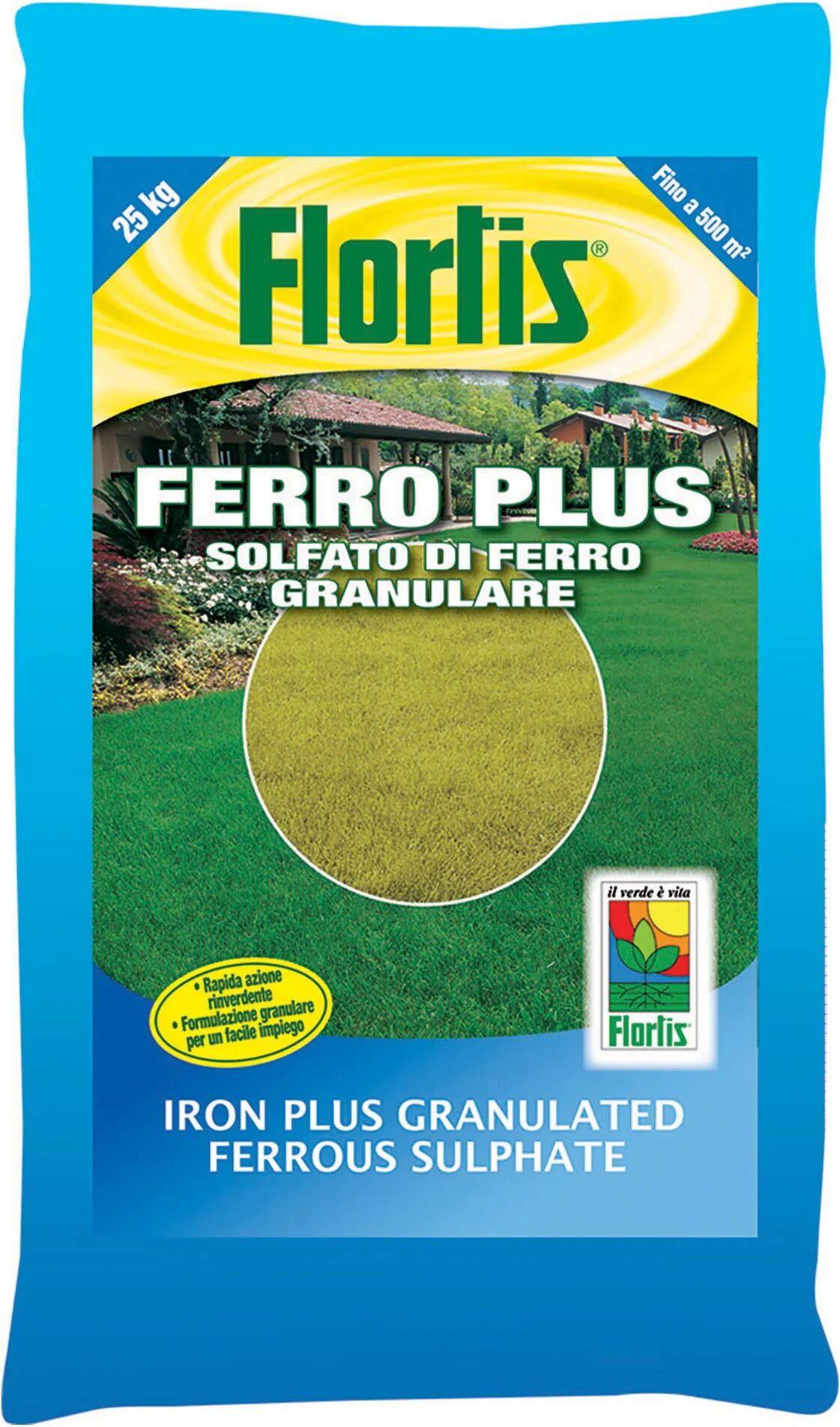 Flortis CONCIME PRATO-GIARIDNO GRANULARE  FERRO PLUS PRONTO EFFETTO Fe 12 +Mn+Mg 25 kg