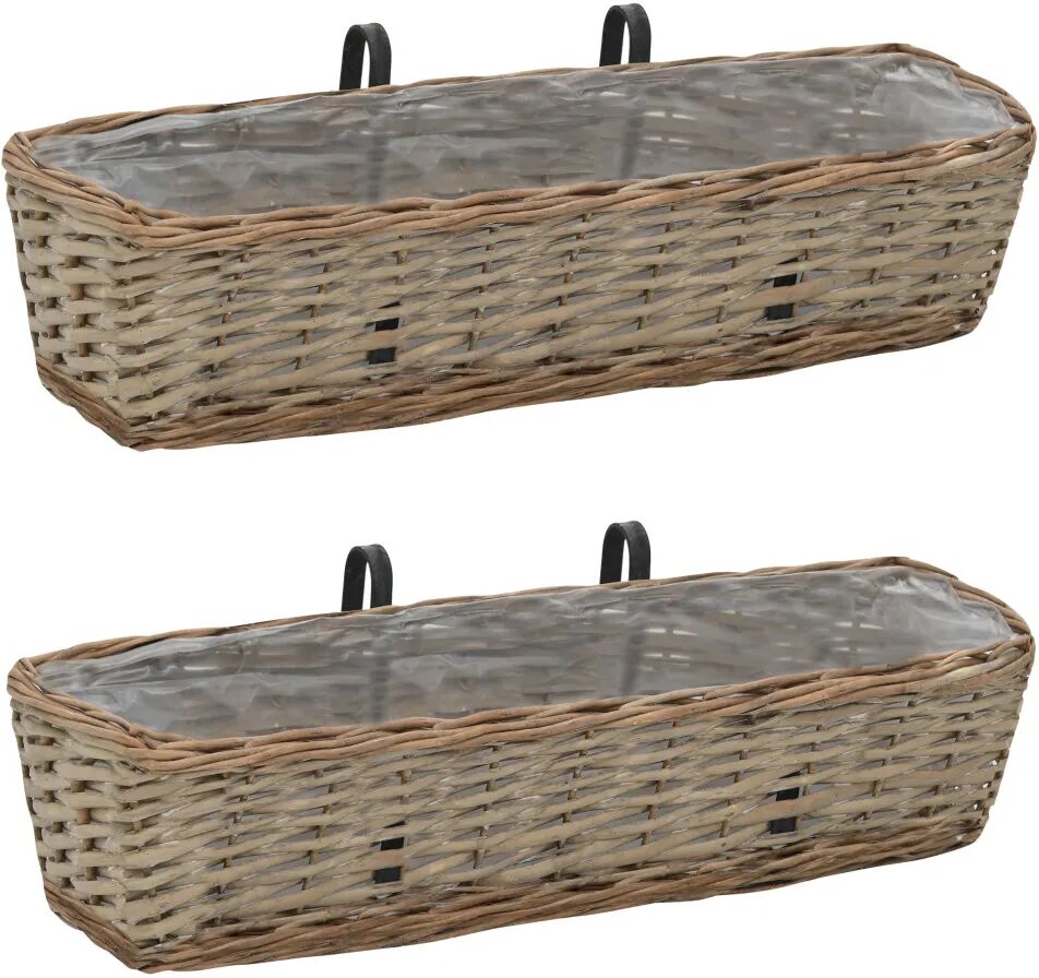 vidaXL Balkonbakken 2 st 60 cm wicker met PE-voering