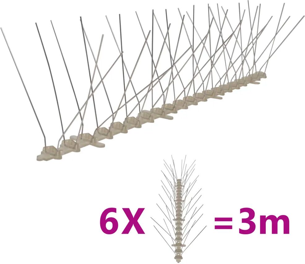 vidaXL Vogel- en duivenpinnen met 4 rijen 6 st 3 m kunststof
